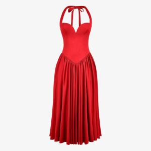 Платье-Миди из эластичного хлопка с вырезом сердечком House Of Cb, алый