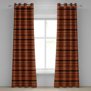 Шторы на люверсах ABAKUHAUS в стиле ретро, классические орнаменты в древнегреческом стиле, состаренный гранжевый принт, декоративные двухпанельные шторы, 280 x 260 см, цвет: оранжево-черный Abakuhaus