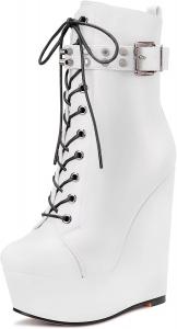 Женские ботильоны Castamere с высоким каблуком на платформе, округлым носком, короткие, на шнуровке и с молнией, White