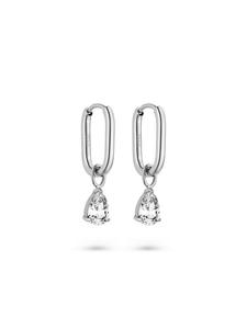 s.Oliver Серьги-кольца из нержавеющей стали с каменными элементами, серебристого цвета