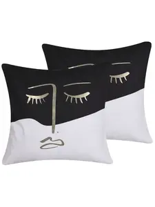 Декоративная подушка Beliani 2er Set Deko ABELIA, цвет weiß/schwarz/gold