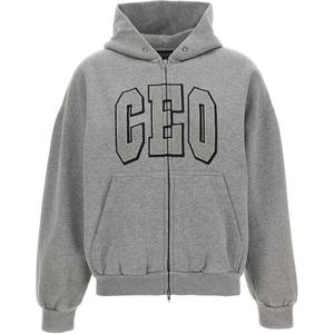 Утепленная худи с вышивкой и молнией Balenciaga, серый