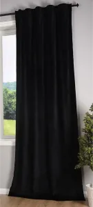 Плотная штора "Милано" бархатная, непрозрачная, с петлевой лентой, карманом на штанге, термолентой, укорачивается, черная, 1 шт., ВxШ 235x135 см, 20357 Astek