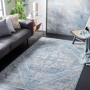 Ковер SAFAVIEH, 92 x 153 см, Victoria Collection, Blue & Grey, винтажный традиционный дизайн с эффектом потертости, не линяет и прост в уходе, идеален для помещений с высокой проходимостью: прихожая, гостиная, спальня (VIC932F)