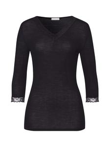 Hanro Шерстяная кружевная ночная рубашка черного цвета