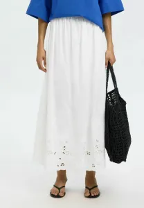 Длинная юбка с вышивкой в стиле английской вышивки Selected, Bright White