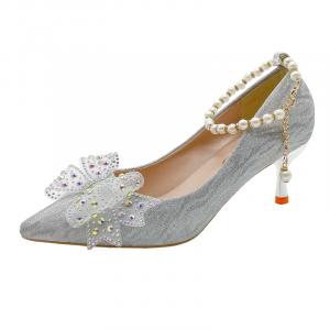 Туфли на тонком каблуке, высокие, 7 см, 5 см, 3 см, 2 см, женские Xingdiman, Silver 7Cm