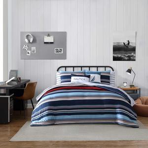 Nautica Комплект постельного белья, 5 предметов, размер King (265x274 см), ультрамягкое, фактурная текстура, цвет Colton Blue