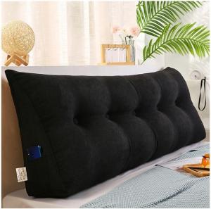 Большая клиновидная подушка для изголовья, треугольная подушка для чтения, большая подушка-клин для спины с чехлом, который можно стирать в машинке, большая подушка для поддержки спины (Цвет: черный, коричневый, Размер: 180) COZMAX, Black Brown