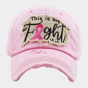 FASHNZFAB Бейсболка This Is My Fight Hat с розовой лентой, винтажный дизайн