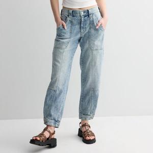 Джинсы-джоггеры с застежкой на пуговицах и средней посадкой для подростков So, цвет light