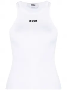 Топ в рубчик с вышитым логотипом MSGM, белый