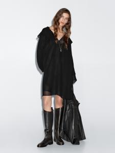 Короткое платье с оборками Massimo Dutti, черный