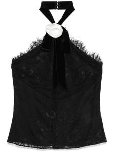 Топ NISSA из кружева с вельветом, черный