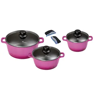 Набор кастрюль King с прихватками, фиолетовый