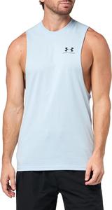 Мужская спортивная футболка Under Armour с обрезанной левой частью груди, (453) Blue Calm/Black