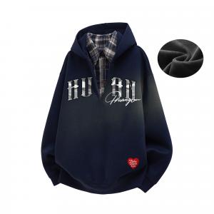 Толстовка Unisex Hooded Thickened Others HUANQIU, темно-синий fleece-lined