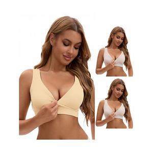 3 упаковки бюстгальтеров для кормления crossover push up wirefree sleep breastfeeding maternity bralettes Inspire Chic, White Beige