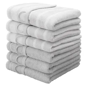 Домашние полотенца Finn в комплекте из 6 предметов, однотонный и полосатый дизайн, 100% хлопок My Home, светло-серый