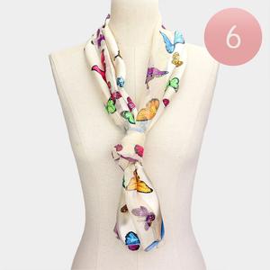 6 шт. - Шелковые атласные шарфы с рисунком бабочек Truedames, бежевый