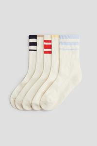 Упаковка из 5 пар махровых носков в рубчик H&M, бежевый