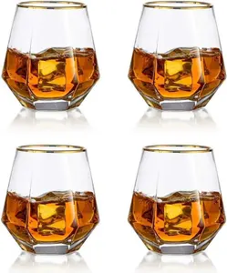 Набор из 4 стаканов для виски - стаканы-стаканы для воды/сока объемом 300 мл - современная стеклянная посуда для бурбона/рома - барные стаканы Markenlos