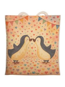 Сумка-шоппер с рисунком пингвина, без слогана, белого цвета Mr. & Mrs. Panda