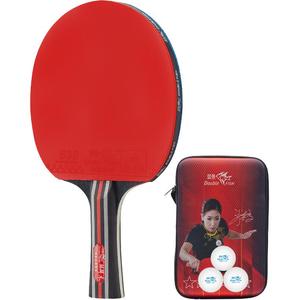 Ракетка для настольного тенниса DOUBLEFISH Pure Wood Shakehand Grip DOUBLE FISH, [kirin wood six-star horizontal single racket]includes original thickened racket bag+3 pcs competition exclusive shuttlecocks