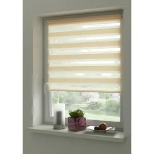 Эксклюзивная двойная рулонная штора Gardinia "EASYFIX", прозрачная, защитная перегородка, с отверстием, свободно висящая, рулонная штора предварительно смонтирована на монтажной рейке Gardinia Exklusiv, цвет creme