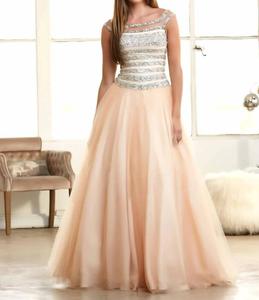 Бальное платье с пайетками в телесном/серебристом цвете Mac Duggal, цвет nude/silver