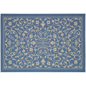 Декоративный коврик для внутреннего и наружного дворика с завитками Safavieh, синий, 244x244 см