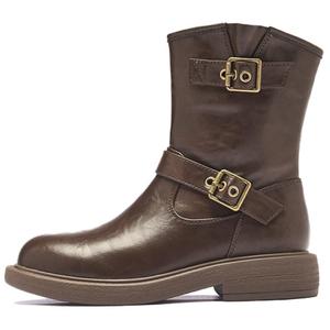 AGSDON Женские коричневые ботильоны на каблуке 3,5 см, цвет Brown