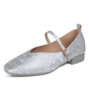 TATAYA Женские туфли Мэри Джейн на массивном каблуке серебристые, цвет Silver