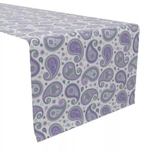 Настольная дорожка, 100% хлопок, 16x90 дюймов, фиолетово-зеленый пейсли.