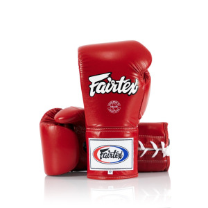 Боксерские перчатки Fairtex Pro Competition, Locked Thumb (Leather), 18 oz., красный