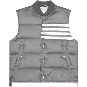 4-полосный матовый нейлоновый пуховый жилет Thom Browne, серый