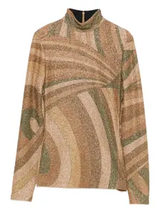 Трикотажный топ из ламе с радужным принтом Pucci, коричневый