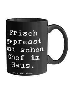 Кружка Малыш-повар с надписью на черном фоне Mr. & Mrs. Panda
