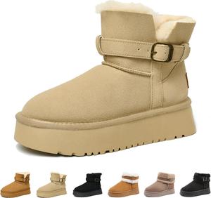 Модные женские зимние сапоги: теплые утепленные ботильоны для женщин с искусственным мехом, удобные, с противоскользящей толстой подошвой Gezolligheid, Bsand