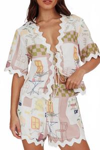 Мэлис Отделанные шорты в бело-многоцветном One and Only Collective