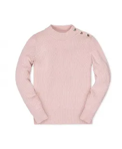 Органический свитер с длинными рукавами и воротником-стойкой для девочек младшего и старшего возраста с золотыми пуговицами Hope & Henry, розовый