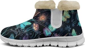 Женские зимние мини-сапожки Howilath с утеплителем, модные пушистые зимние ботинки для путешествий и зимнего отдыха, Aesthetic Butterfly