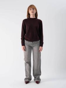 MND Джинсы свободного кроя 'Jeans wide leg con strass' в сером цвете