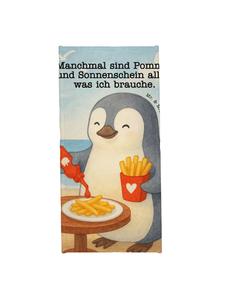 Mr. & Mrs. Panda Банное полотенце с изображением пингвинов и картошки фри, выполненное белым цветом