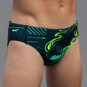 Плавки для водного поло мужские - Shark green WATKO, темно-синий / бирюзовый / неоново-зеленый