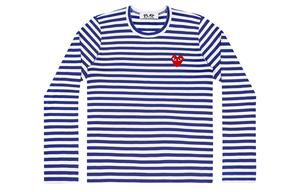 Comme Des Garcons Play Женская Полосатая Футболка с Длинными Рукавами Сине-Белая CDG Play