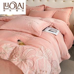 LUOLAI HOME Комплект постельного белья 4 предмета, простыня, размер 220x240 см, цвет KH