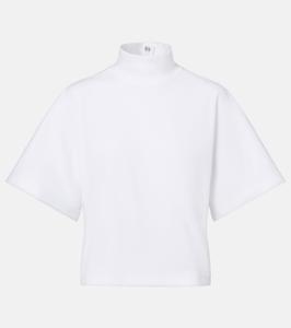 Хлопковая футболка с высоким воротником из джерси Alaïa, Blanc