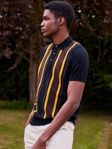 Хлопковая поло с вертикальными полосками и короткими рукавами Regular Fit Ben Sherman, Dark Navy