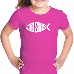 Футболка Jesus Name Fish Symbol LA Pop Art, розовый